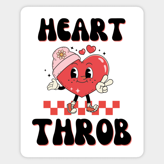 Retro Heart Throb happy Heart Valentines Day Girl boy women Magnet by Pikalaolamotor